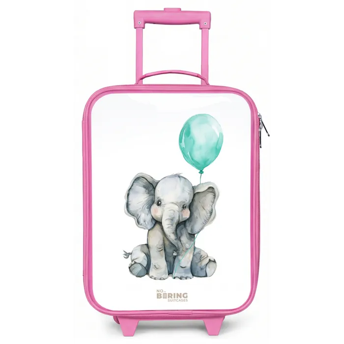 Olifant met blauwe ballon Kinderkoffer - Roze klein -zz3dotto