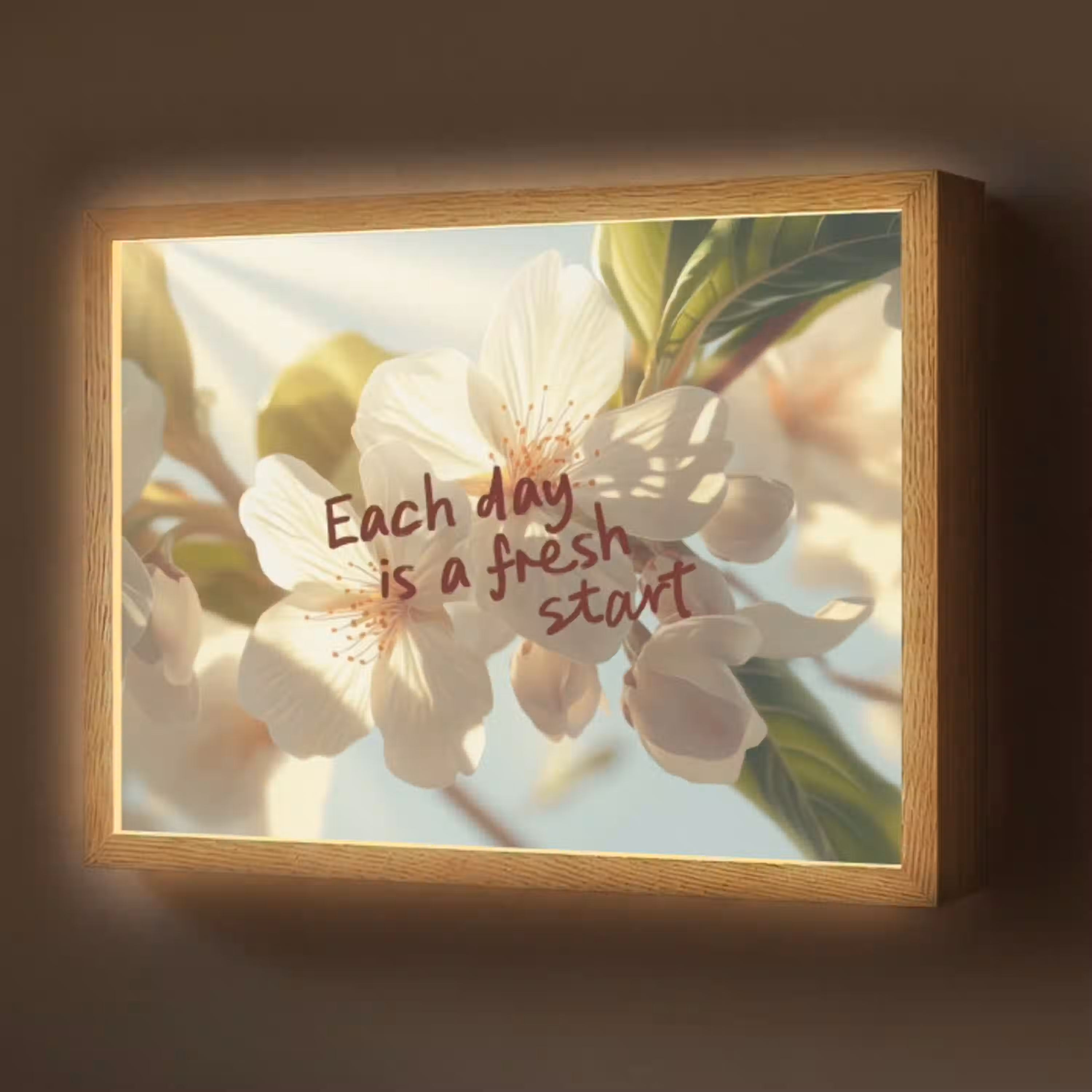 Bloesems - Zonlicht - Quote - Wit Light Box met batterij (Wandlamp) middel -z3d_website