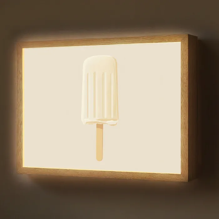 Minimalistisch - Waterijsje - Stokje - Beige Light Box met batterij (Wandlamp) middel -z3d_website