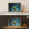 Monster - Groen - Maan - Wolken Light Box met batterij (Wandlamp kind) middel -sfeer3_kind