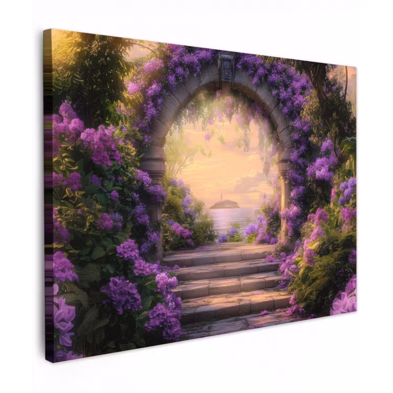 Leinwandbild - Tor - Lila - Blumen