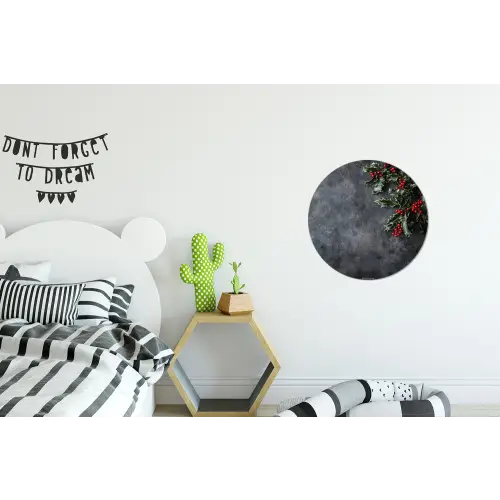 Winter - Hulst - Kerst - Beton Wandcirkel aluminium klein -kinderkamer