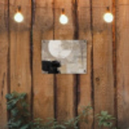 Abstract - Cirkel - Modern - Beige - Zwart - Minimalistisch tuinposter los doek klein -sfeer1
