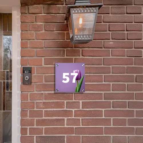Paarse tulp - Traditioneel Naambord Vierkant klein -sfeer7-XS