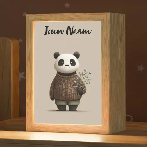 Panda - Blauwe bloemen - Zachtheid Light Box met kabel (Kinderlampje) klein -zzz_3d_website