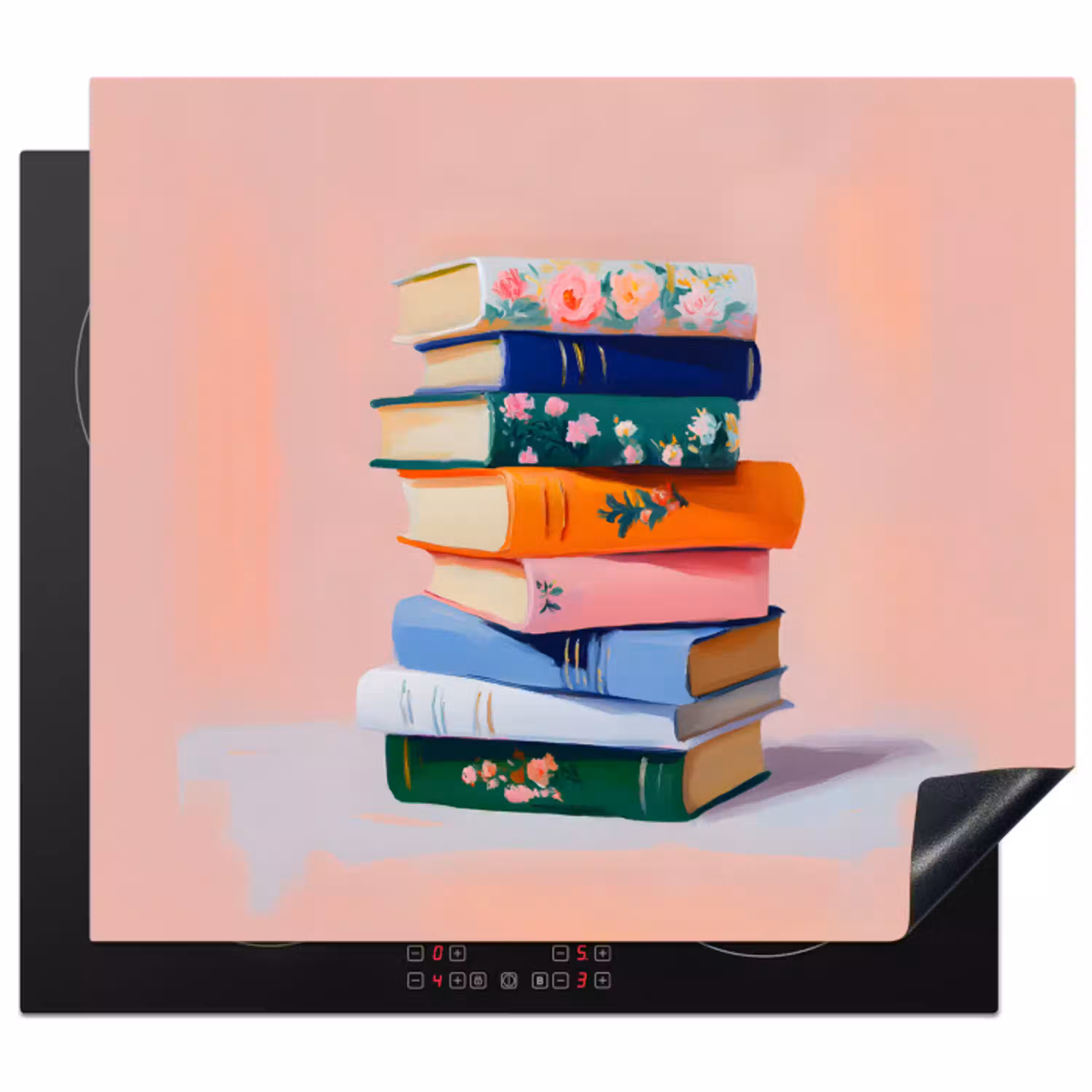 Boeken - Stapel - Kleurrijk Inductie beschermer vinyl 3mm middel -3d
