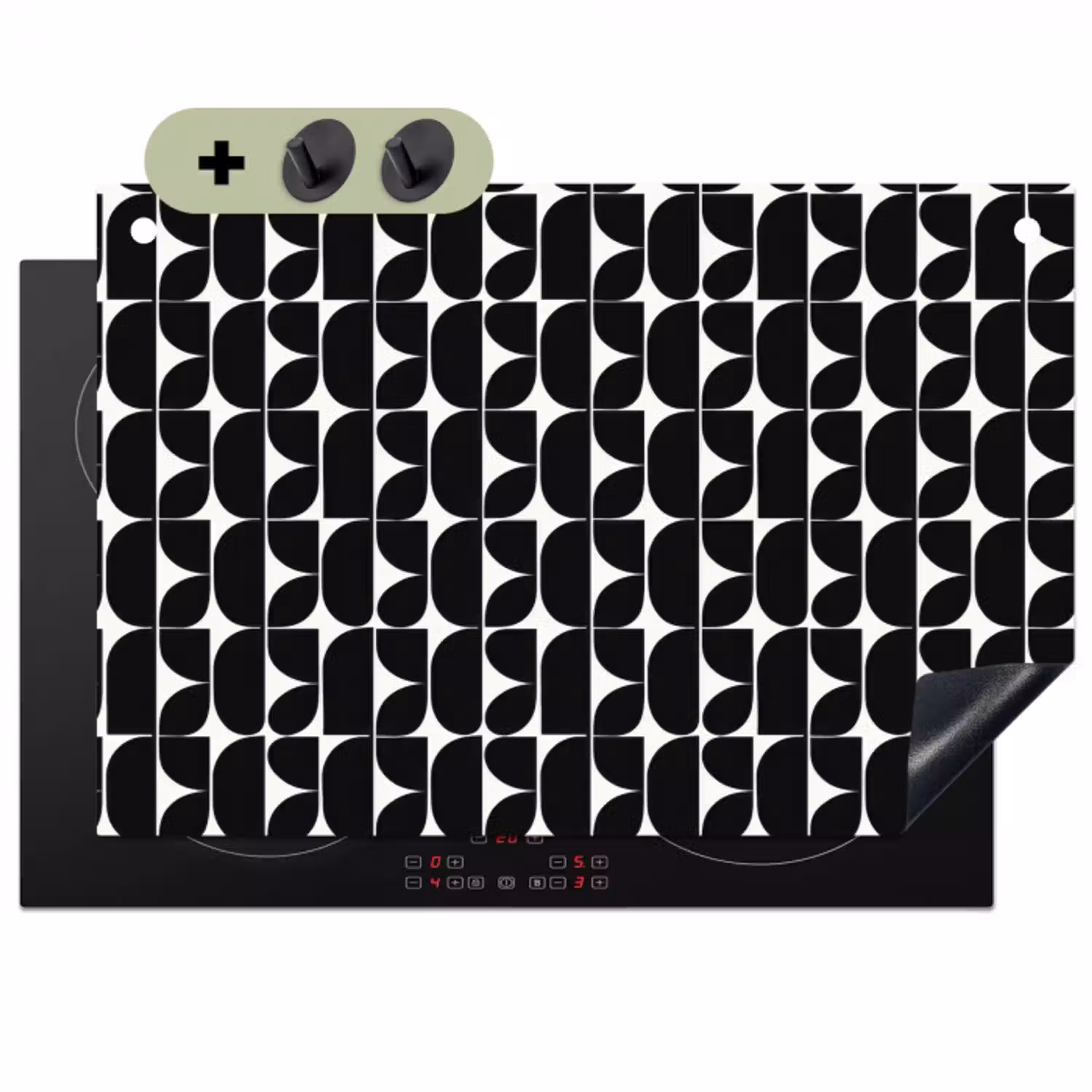 Modern - Geometrisch - Zwart Inductie beschemer met haakjes klein 777 -3d