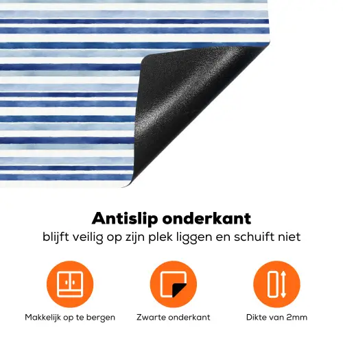 Frans - Citroen - Strepen - Blauw Inductie beschermer vinyl 3mm klein 276 -zzzzzzz-td-onderkant