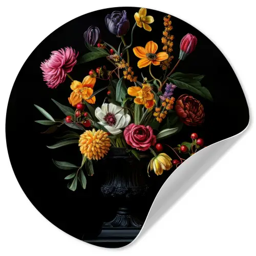 Sierlijk - Boeket - Bladeren Wandcirkel behangsticker klein -3d
