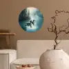Bos - Water - Eenden - Mistig Wandcirkel behangsticker klein -sfeer1