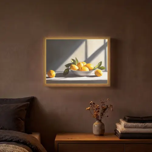 Citroenen - Stilleven - Geel Light Box met batterij (Wandlamp) middel -sfeer4
