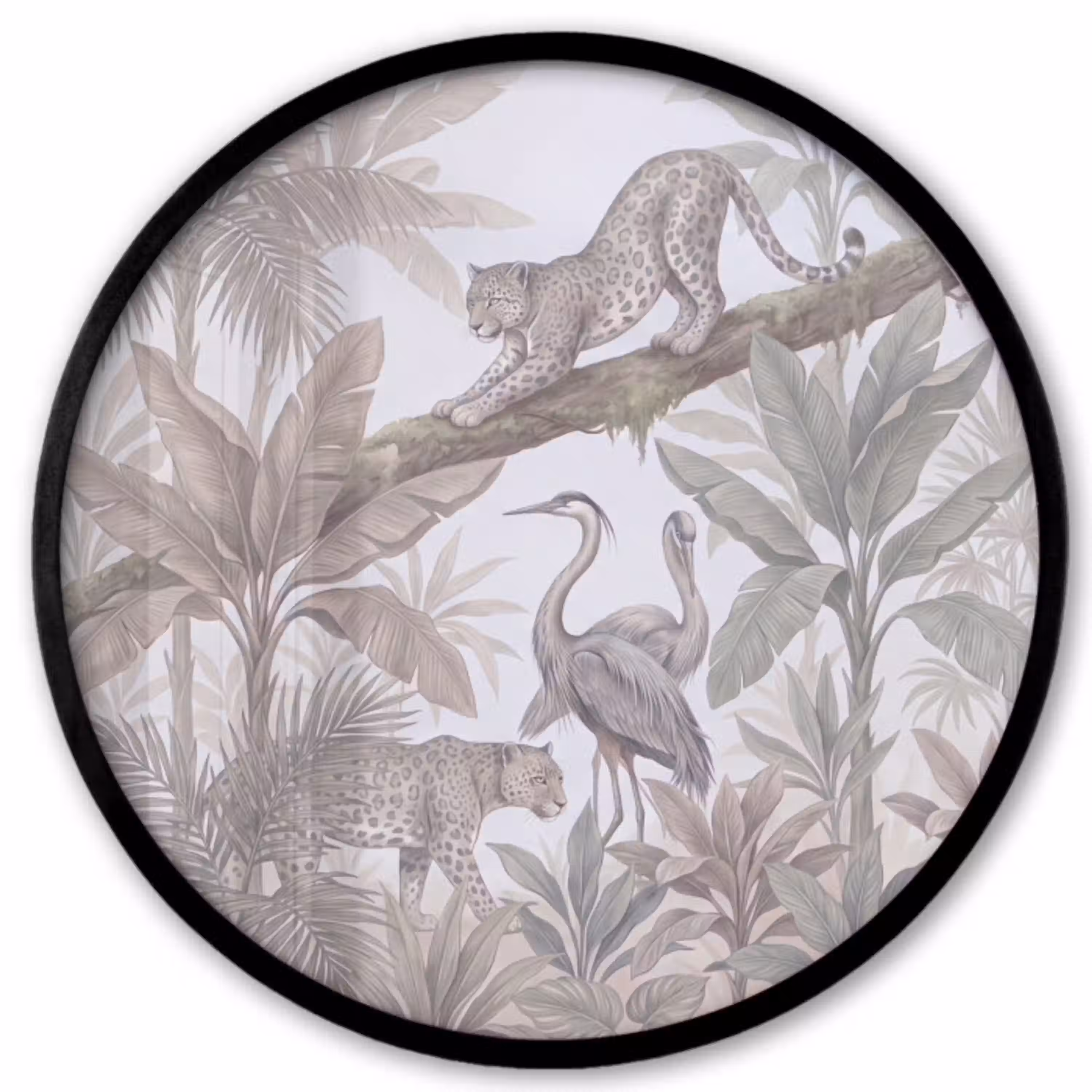 Kat - Vogel - Jungle - Illustratie - Dieren Fotolijst rond zonder passe partout klein -3d