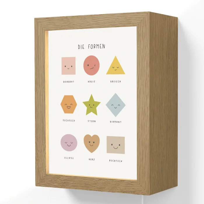 Educatief - Vormen leren - Wit - Geometrische vormen Light Box met kabel (Wandlamp kind) klein -3d