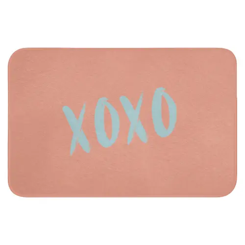 XOXO - Blauw - Perzikkleur Badmat klein -3d