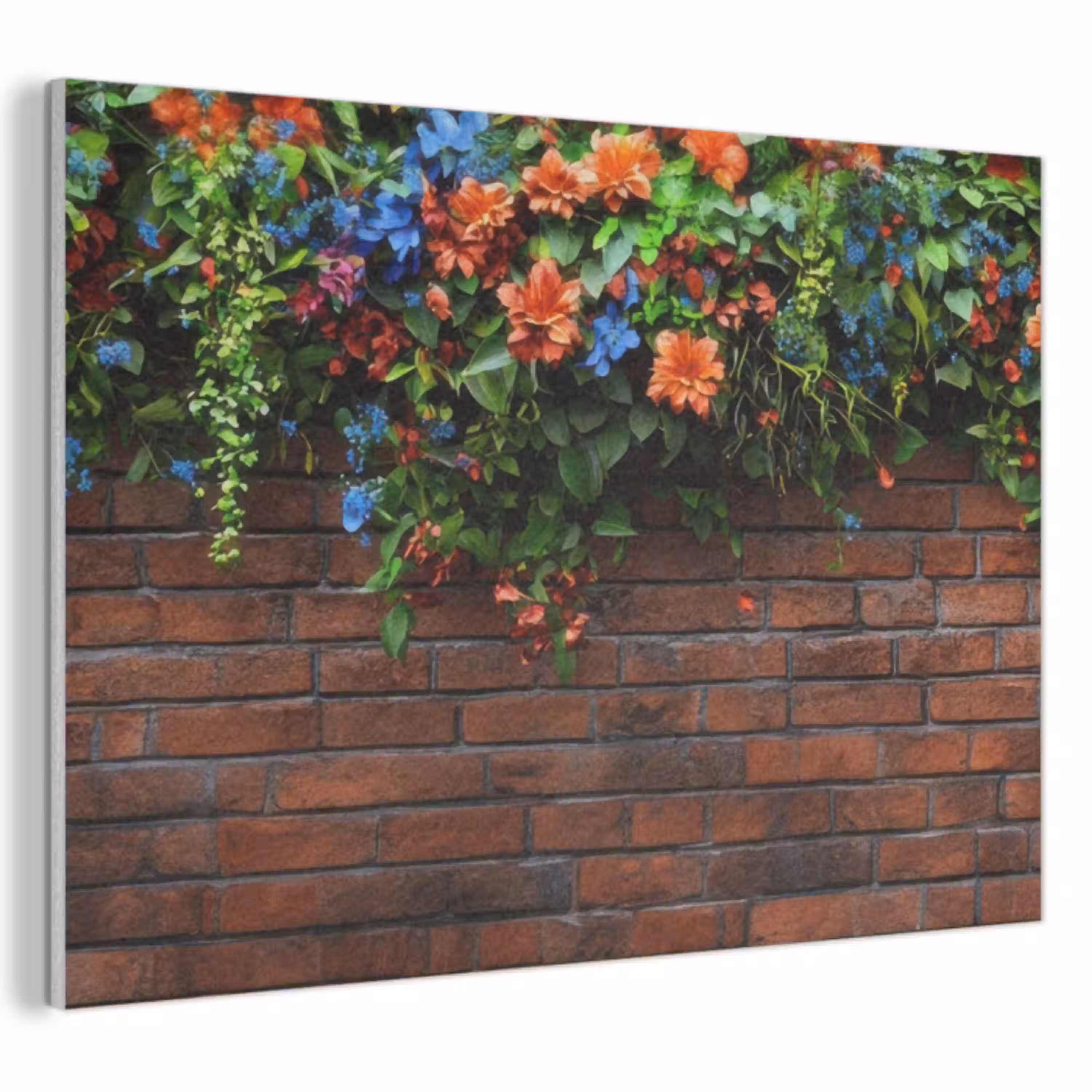 Bloemen - Muur - Groen - Oranje PET vilt klein -3d