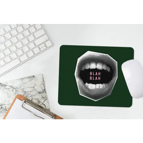 Mond - Groen - Illustratie - BLAH BLAH muismat rubber klein -witbureau