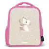 Pony omringd door stippen in beige kleuren Kinderrugzak - Roze middel -3d