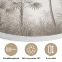 Jungle - Palmbomen - Natuur Akoestische PET Vilt - Rond klein -closeup_DE
