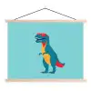 Dinosaurus - Blauw - Zonnebril textielposter latten blank klein -3d