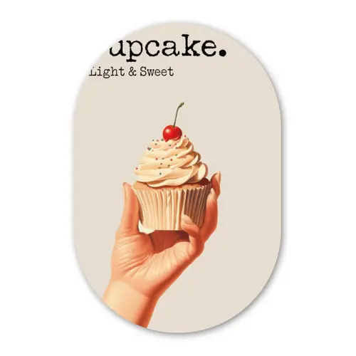 Cupcake - Zoet - Kers Wandcirkel Ovaal Forex klein -3d