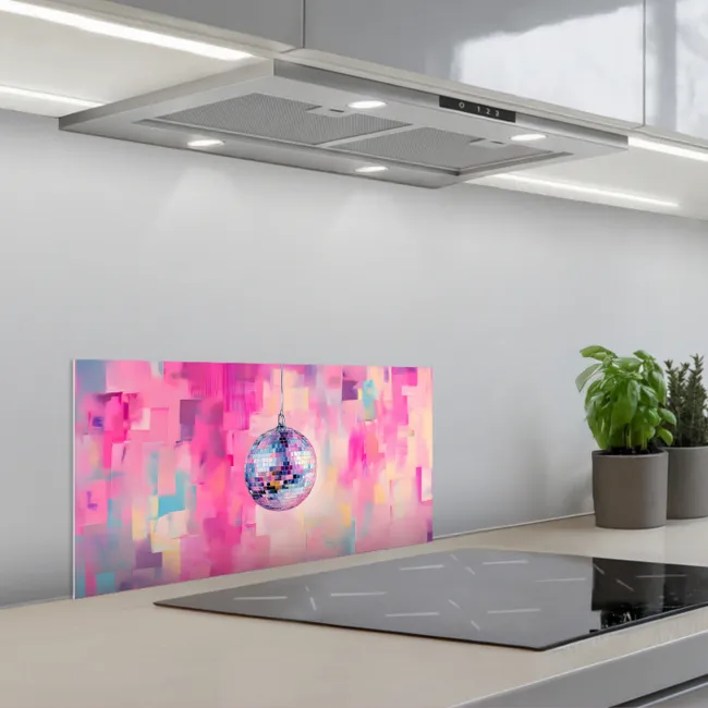 Discobal - Pink - Verf keuken achterwand spatscherm klein -3d_schuin