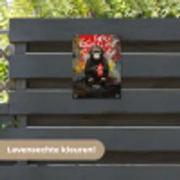 Chimpansee voor graffiti muur tuinposter los doek klein -sfeer3
