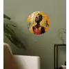 Vrouw - Ogen - Penseelstreken - Geel Wandcirkel behangsticker klein -sfeer2