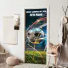Fußball im Tornetz mit Namensfeld. deurposter klein -sfeer6
