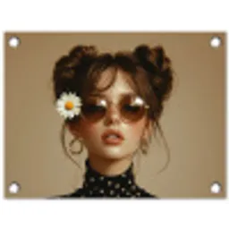 Vrouw - Beige - Bloem - Modern - Portret tuinposter los doek klein -3d
