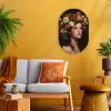 Portret - Vrouw - Bloemen Wandcirkel Ovaal Forex klein -sfeer4