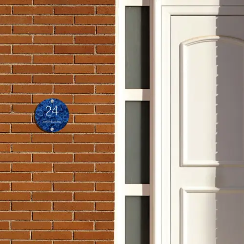 Blauwe rozen - Klassiek Naambord Rond klein -sfeer3-rond-XS