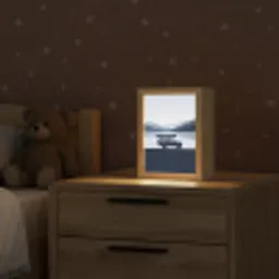 Auto - Meer - Bergen - Blauw Light Box met kabel (Kinderlampje) klein -sfeer1_kind