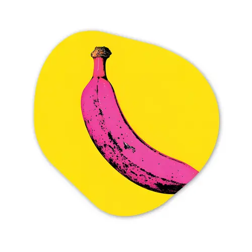 Banaan - Grafisch - Geel Wandcirkel Organisch Plexiglas middel -3d
