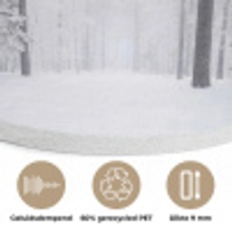 Bos - Sneeuw - Pad - Winter - Stilte Akoestische PET Vilt - Rond klein -closeup_NL