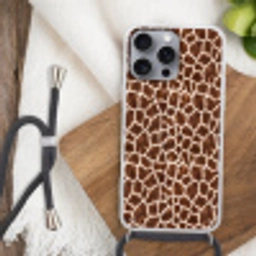 Giraf - Vacht - Klassiek - Bruin Hoesje iPhone 16 Pro Max met koord klein -sfeer4