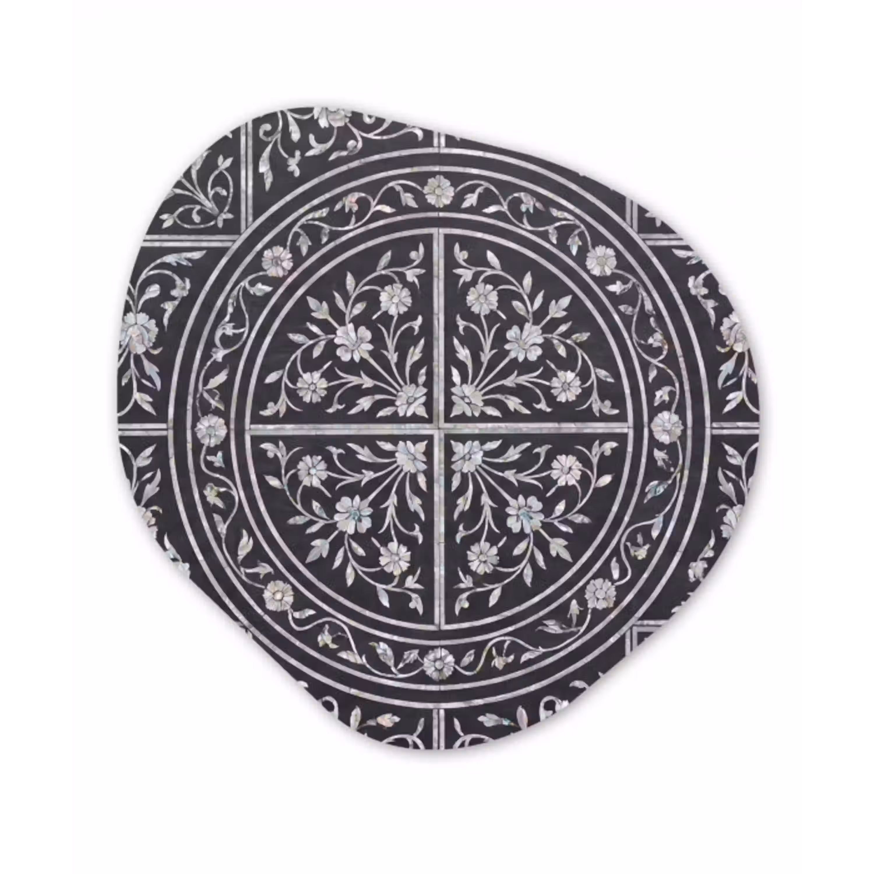 Patroon - Bloemmotief - Decoratie - Klassiek - Zwart Wandcirkel Organisch Forex 3mm klein -3d