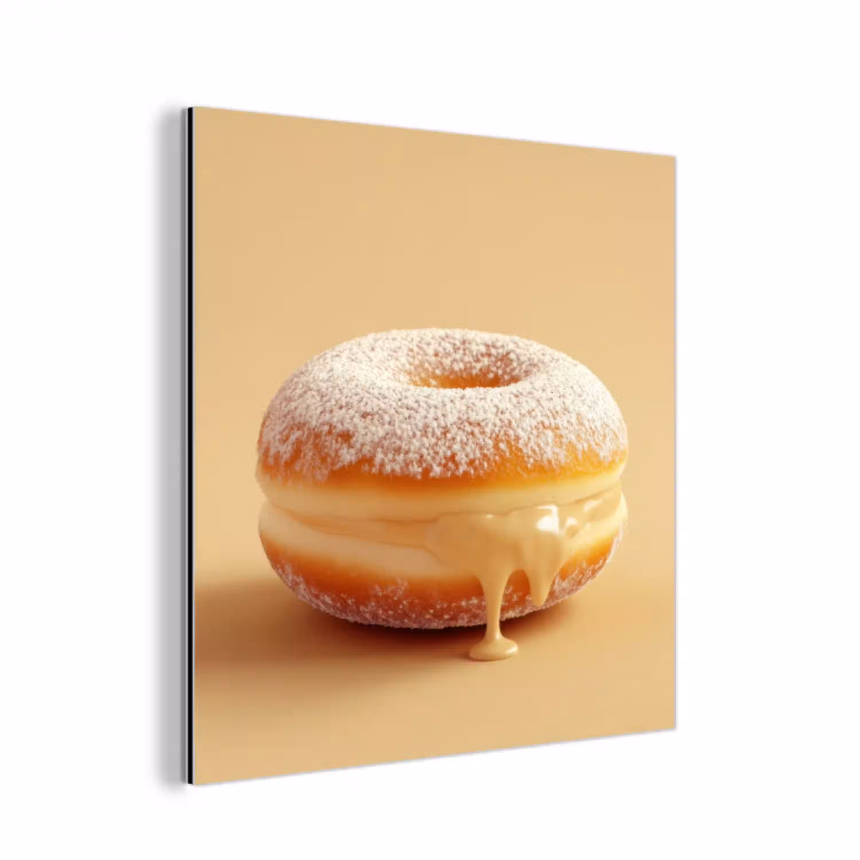Donut - Romig - Poedersuiker - Beige aluminium wit klein -3d
