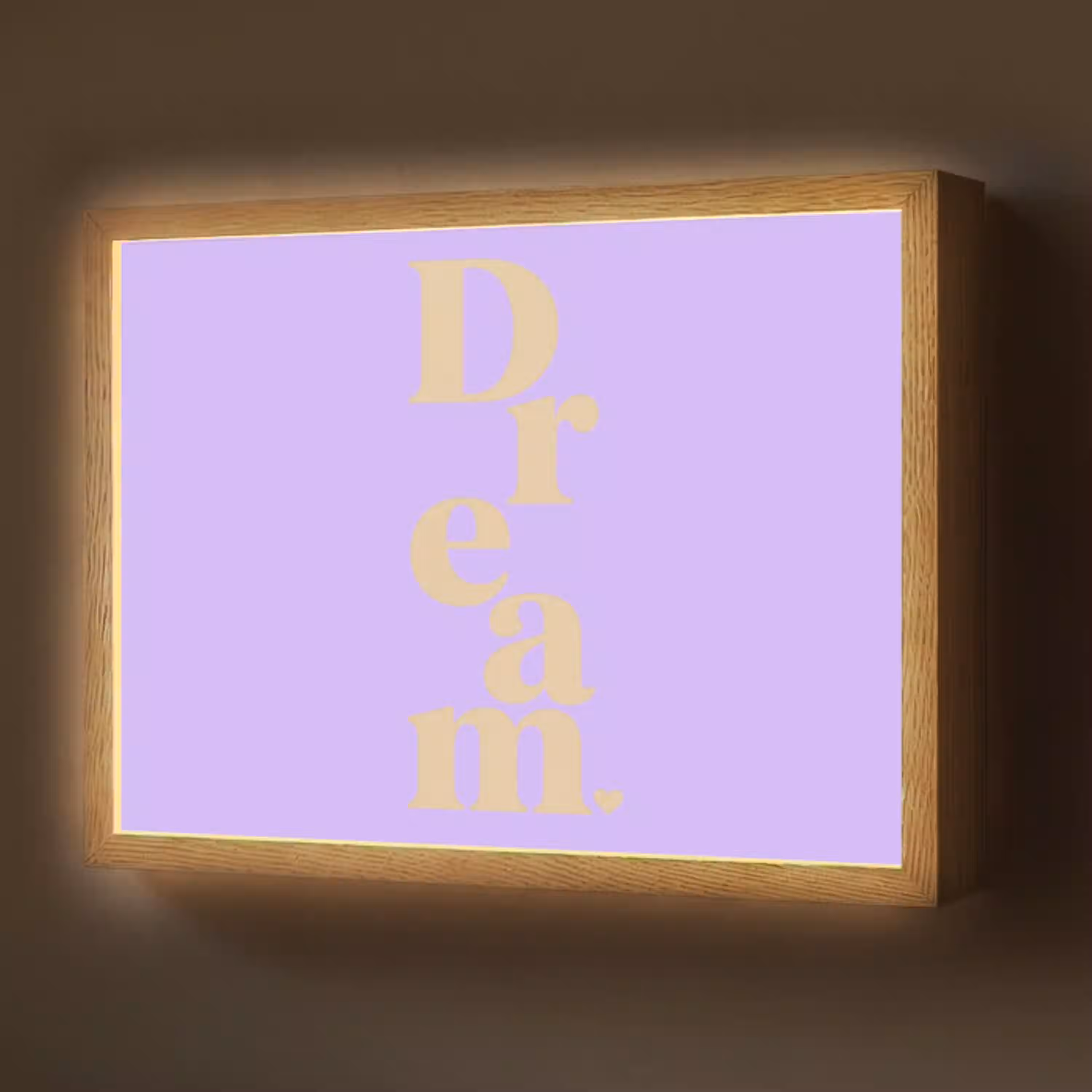 Dream - Paars - Typografisch Light Box met batterij (Wandlamp) middel -z3d_website