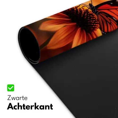 Vlinder - Bloemen - Oranje Muismat XXL klein -sfeer2