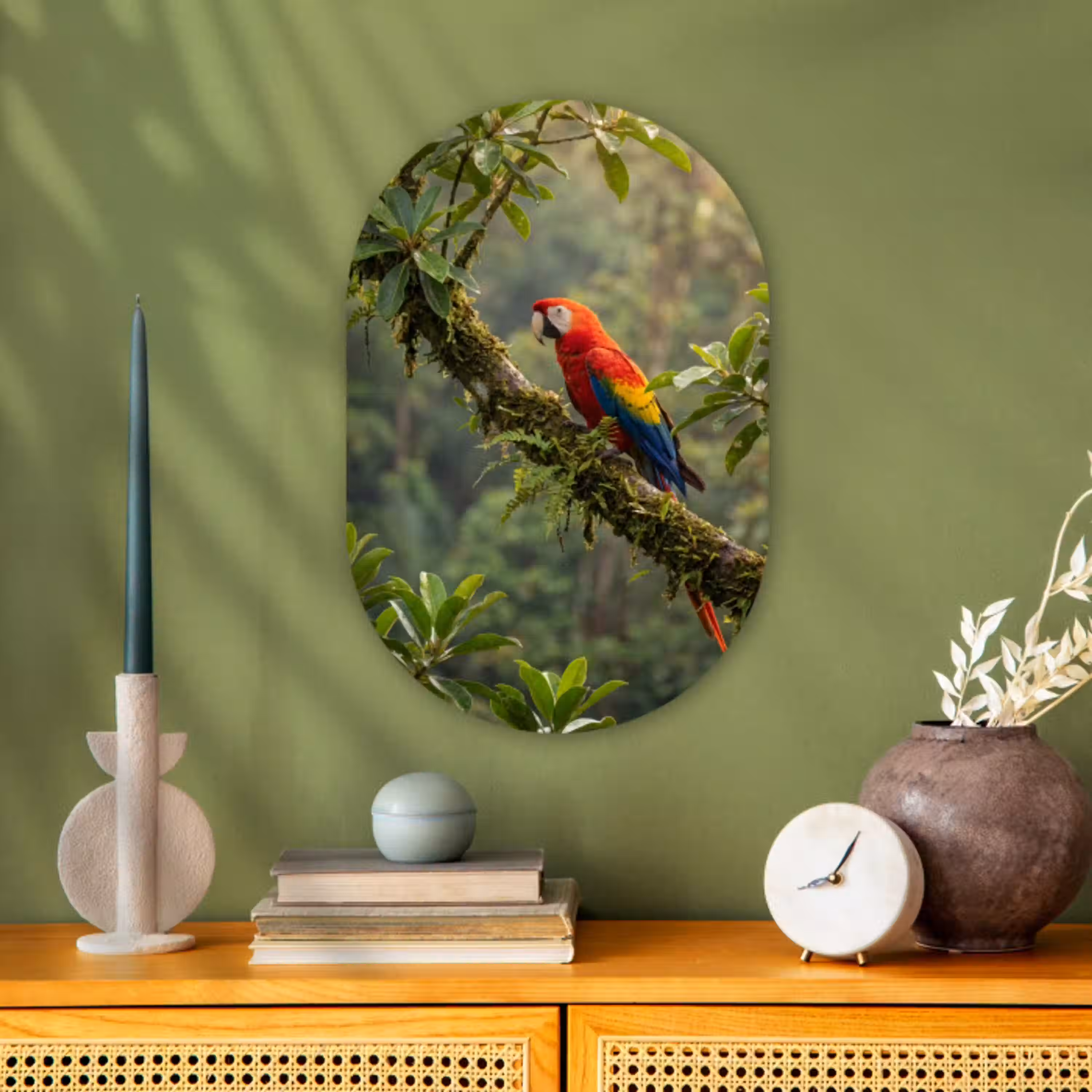 Ara - Jungle - Rood Wandcirkel Ovaal Forex klein -sfeer2