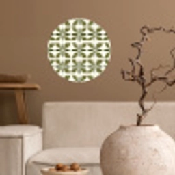 Botanisch - Retro - Groen Wandcirkel behangsticker klein 186 -sfeer1