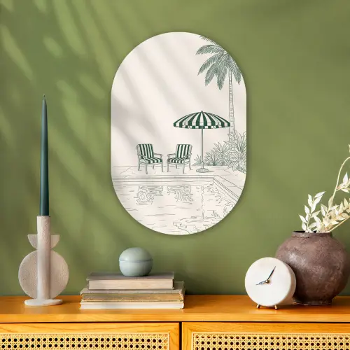 Terras - Illustratie - Groen Wandcirkel Ovaal Forex klein -sfeer2