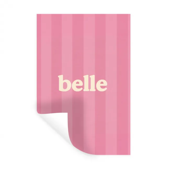 Roze - Gestreept - Belle Muursticker klein -3d