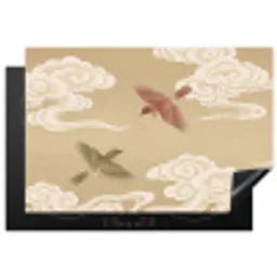 Vogels - Vliegen - Beige Inductie beschermer vinyl 3mm klein -3d