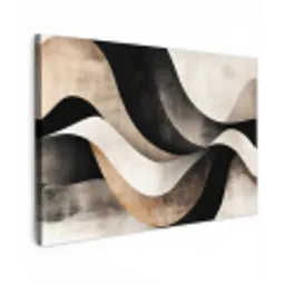 Abstract - Golven - Zwart - Verweerd Tuinposter op houten frame 2 cm dik klein -3d