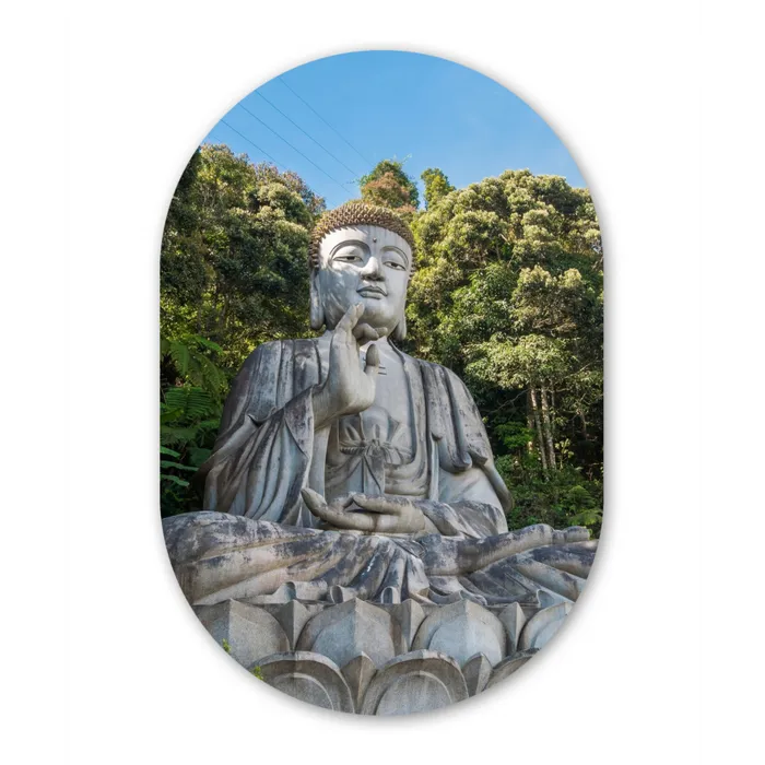 Boeddha beelden - Jungle - Buddha - Spiritualiteit - Mediteren Wandcirkel Ovaal Forex klein -3d