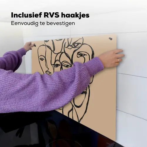 Gezichtenzee - Lijntekening - Abstract Inductie beschemer met haakjes middel -ky-ophangen-nl