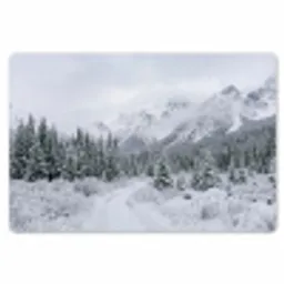 Weg - Bergen - Sneeuw - Naaldbos - Avontuurlijk Placemat vinyl groot -zzsfeer1_Kitchenyeah-website