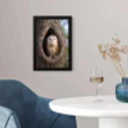 Kerkuil - Boom - Natuur - Bruin fotolijst zwart zonder passe partout klein -sfeer4