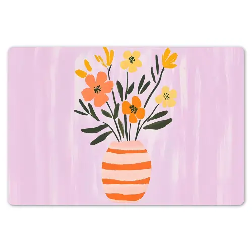 Vaas - Gestreept - Bloemen - Oranje Placemat vinyl groot -zzsfeer1_Kitchenyeah-website